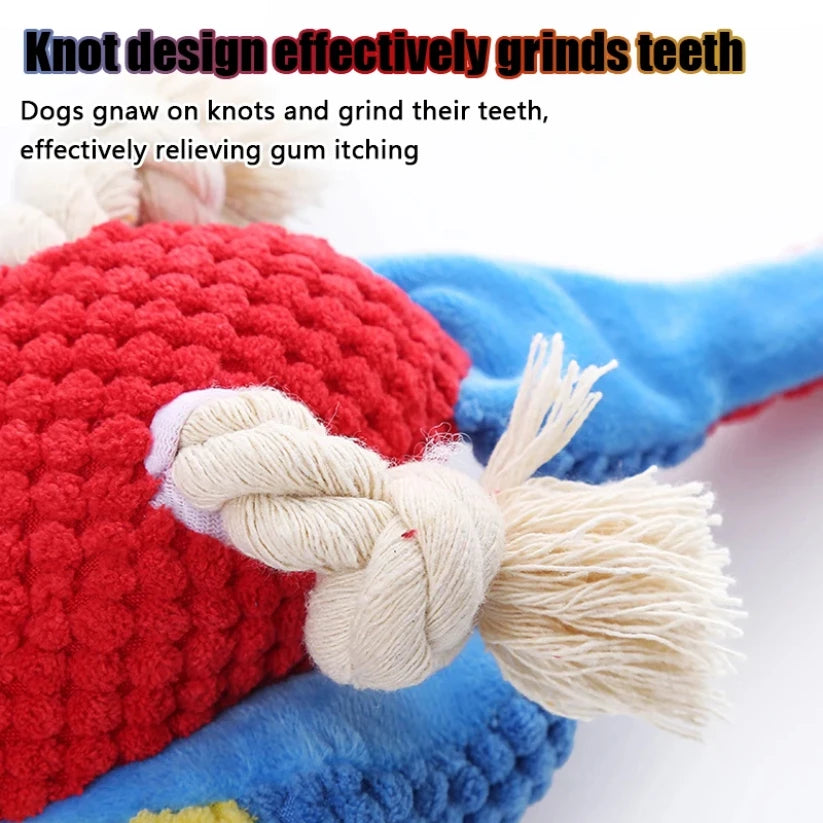 1PC Indestructible Plush Parrot Dog Toy, Squeaky Stuffing Toy, Pet Supplies for Small and Big Dogs