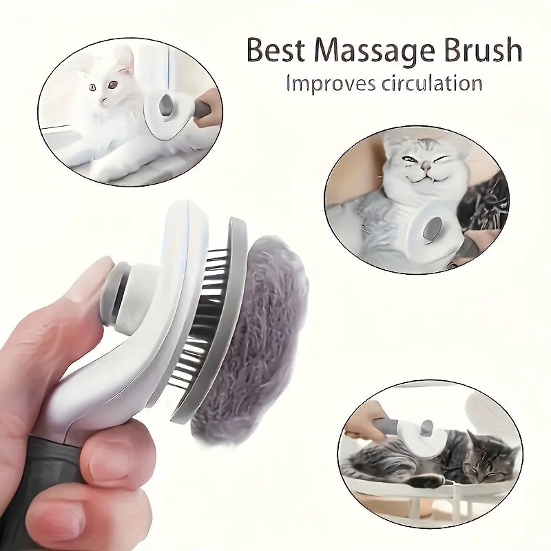 Easy-Clean Pet Grooming Brush with One-Button Hair Release