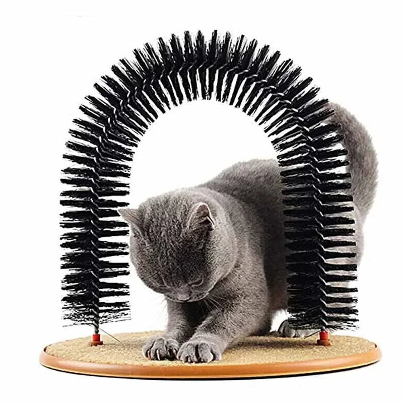 Cat Arch Self-Groomer with Rubbing Brush and Scratch Pad