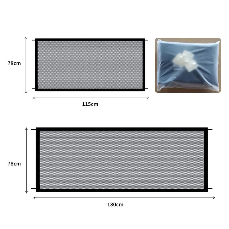 Folding Mesh Pet Barrier with 4 Hooks, 3 Widths