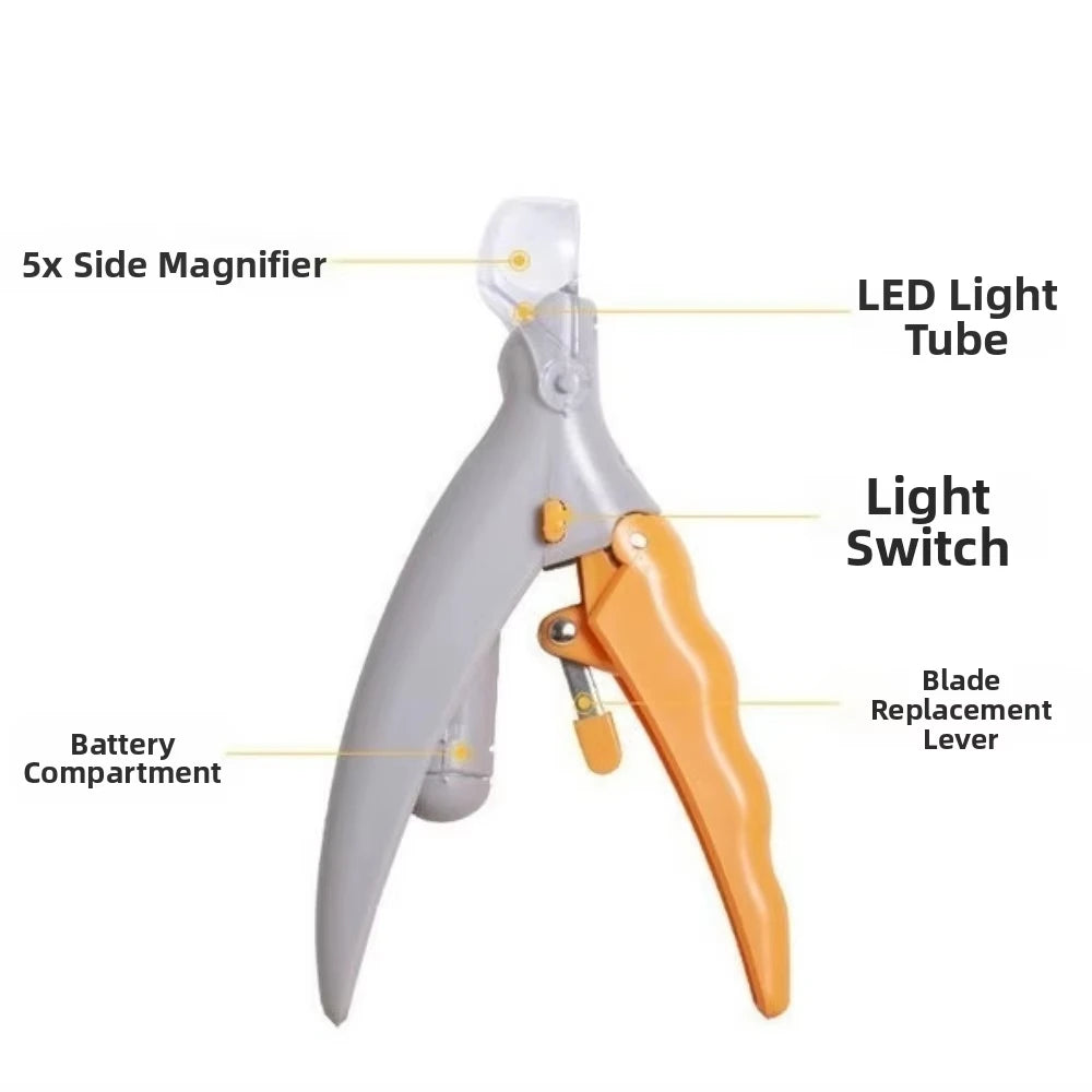 LED Light Dual-Sided Pet Nail Clippers for Cats And Dogs 5x Magnification Easy Nail Trimming Tool for Your Furry Friends