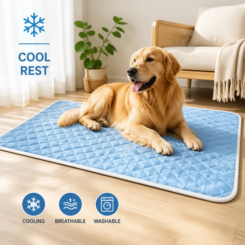 Pet Summer Cooling Mat Breathable Washable Anti Slip Large Dog Cool Pad Portable Sleeping Cushion For Puppy Cat Rest Accessory