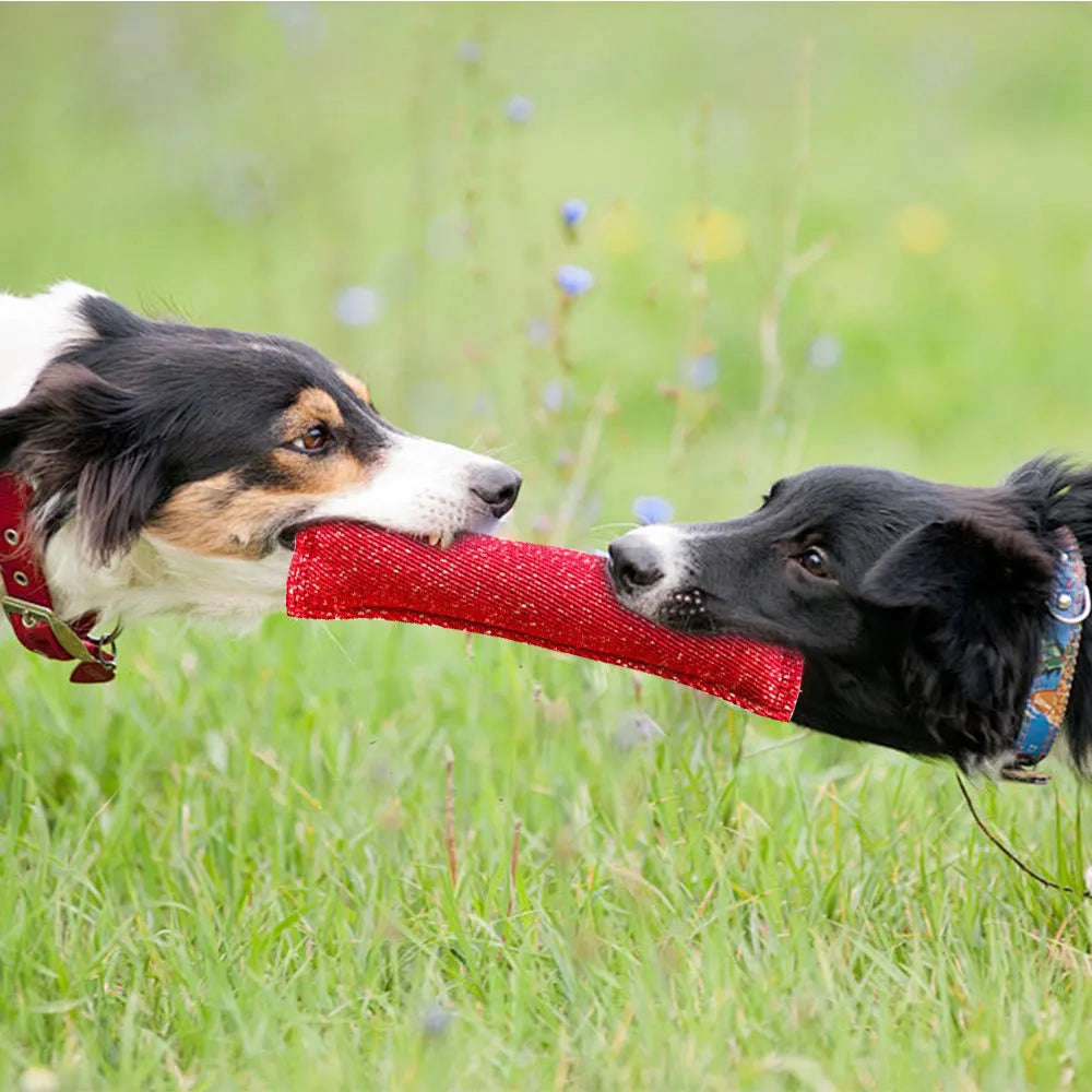 Dog Training Bite Stick Double Handle Interactive Toy Teeth Grinding Dog Training Stick Pet Dog Training Jute Sleeve Dog Toys