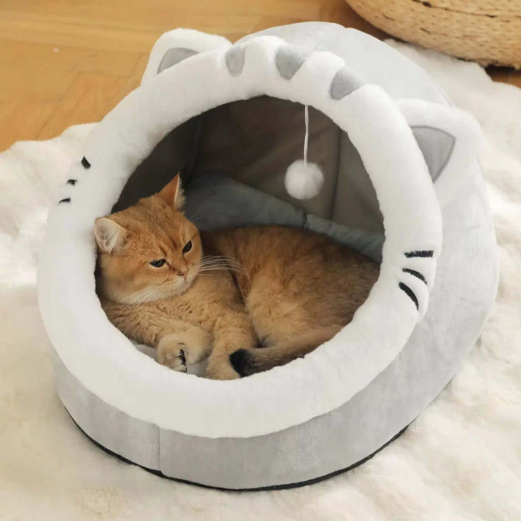 Plush Cat Tent Bed for Cats & Small Puppies, S–L