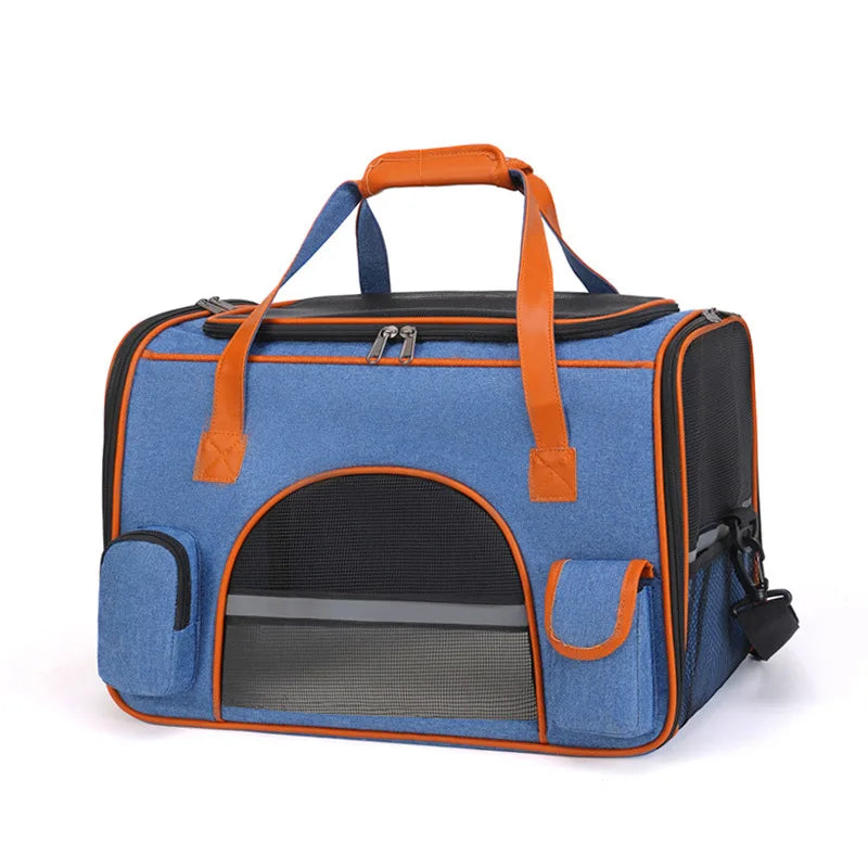 Anti-Collapse Oxford Pet Carrier Handbag, Grey or Blue