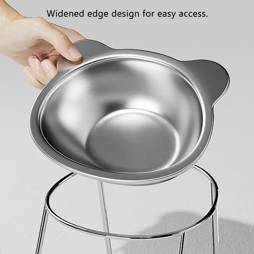 15-Degree Tilted Stainless Steel Cat Bowl with Raised Stand