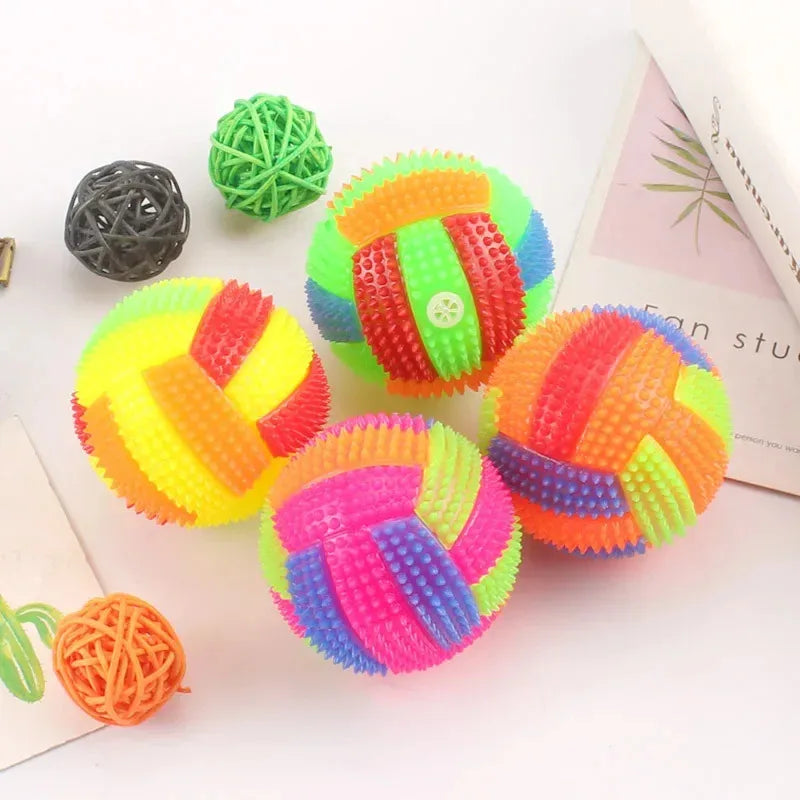 Luminous Elastic Activation Sound Ball Toys Massage Ball with Whistle Dog Cats Chew Bouncy Ball Soccer Glowing Children Pet Toys