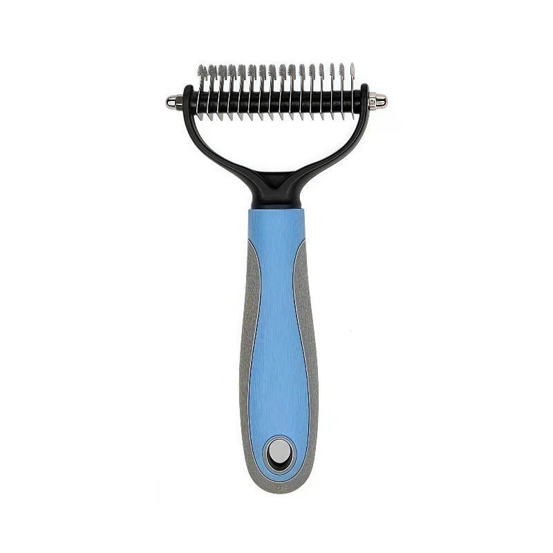 Double Sided Pet Deshedding Brush Stainless Steel Dog Comb Grooming Tool for Shedding And Dematting - Effective Pet Care