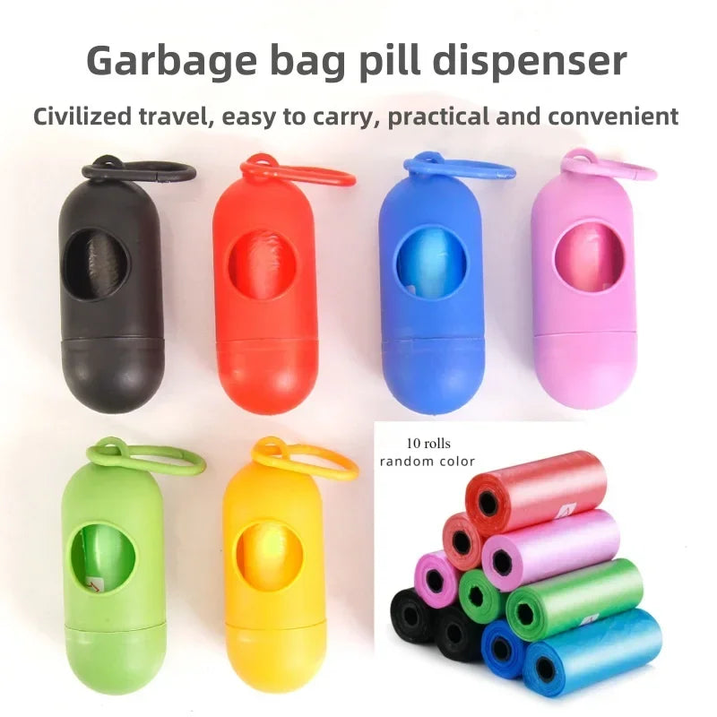 Portable Pet Poop Bag Dispenser Pill Capsule Dog Waste Outdoor Convenient Storage Case Poop Picking Pill Holder Lightweight