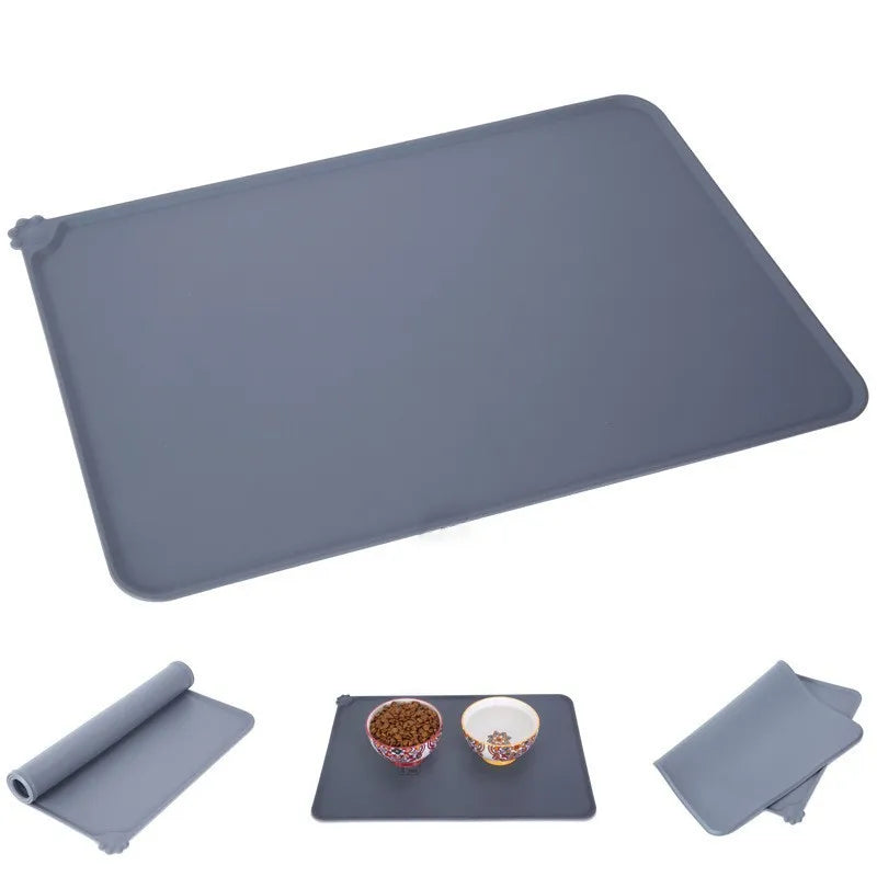 Cat Dog Food Mat For Pet Feeding Bowl Floors Waterproof Non Slip, Silicone Pet Bowl Mat - High-Lipped, Non-Stick, Waterproof Pad