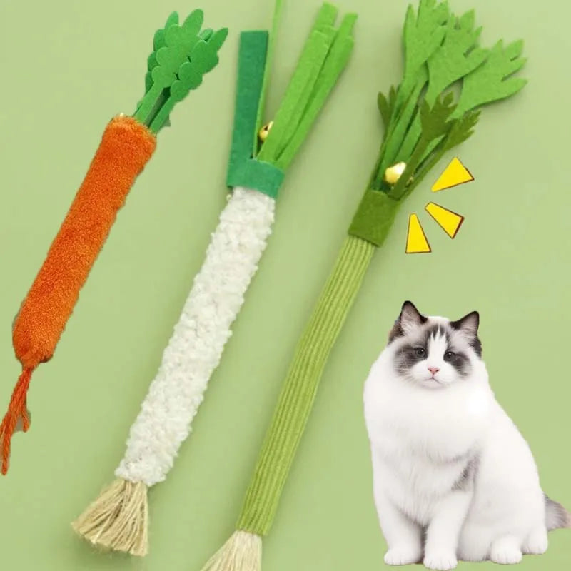 Cat Chew Toy Teasing Stick Squeaky Bell Chew-resistant Kitten Toy Teeth Grinding Interactive Training Cat Toy