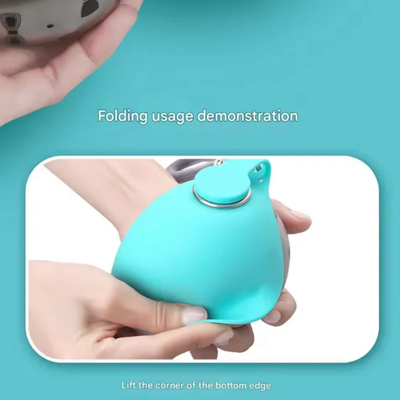Pet Stainless Steel Foldable Spherical Water Bottle Portable Dog Bowl Suitable for Outdoor Use