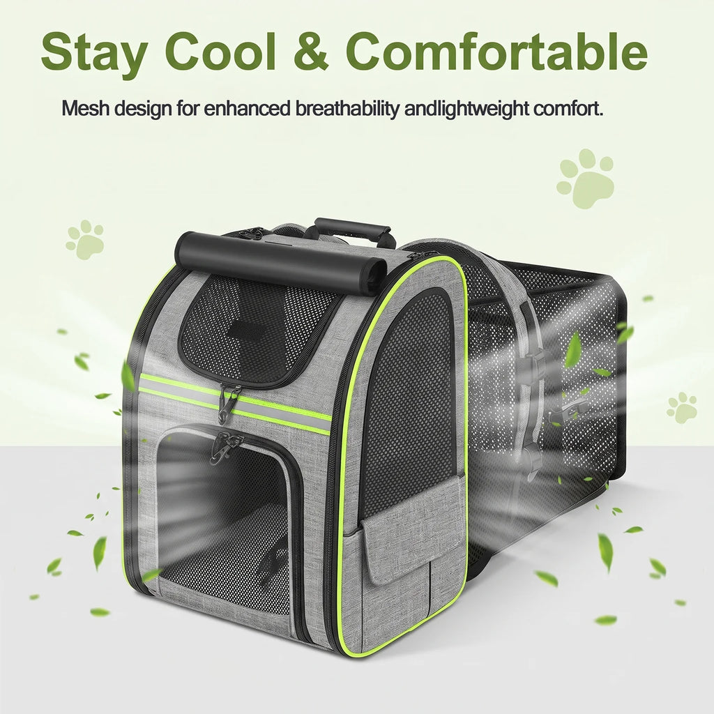 Expandable Pet Carrier Backpack, Breathable Large Capacity Travel Bag, Outdoor Hiking Backpack for Cats and Small Dogs