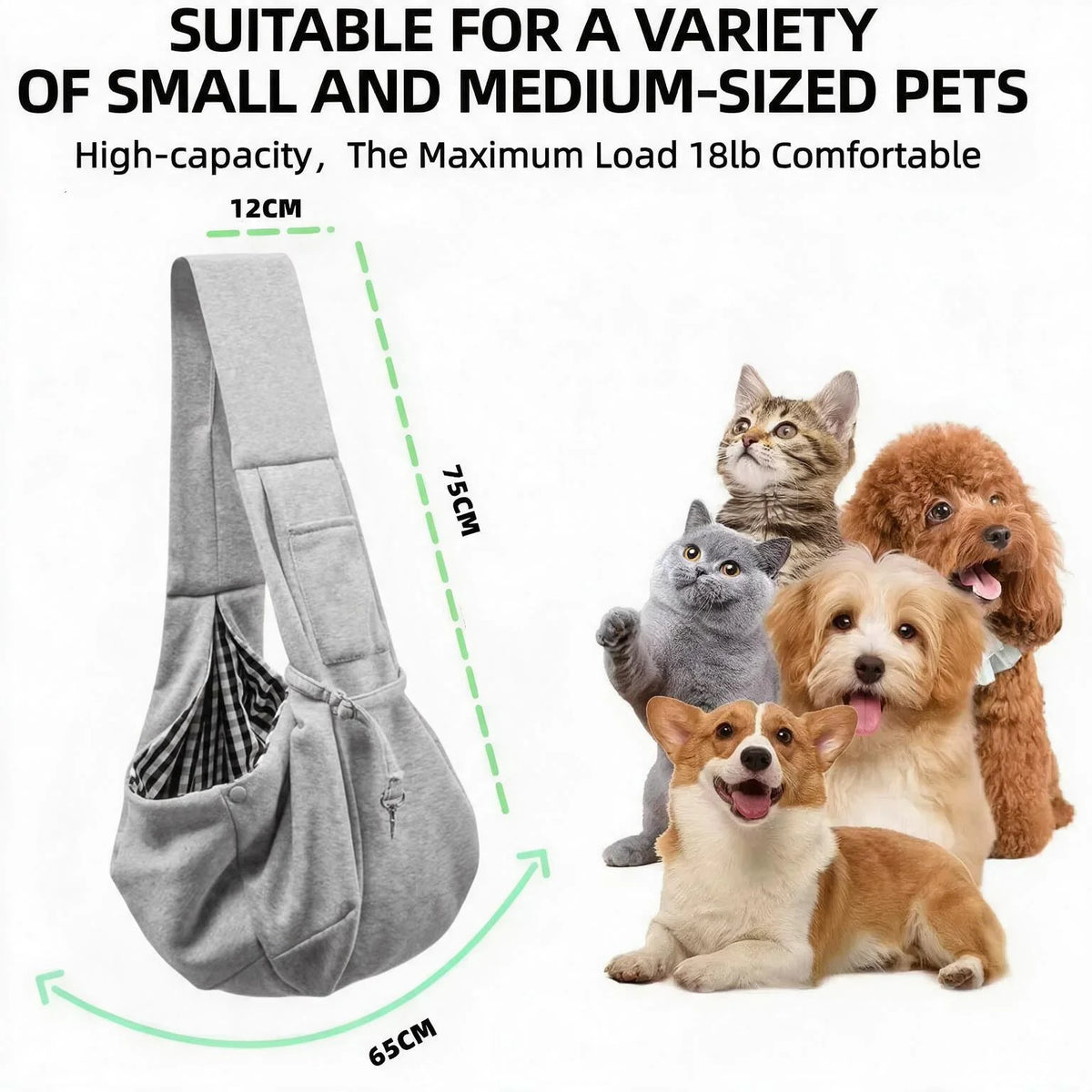 Cotton Comfortable Dog Bag Pet Out Crossbody Shoulder Bag Outdoor Travel Portable Cat Puppy Sling Bag Pet Carrying Supplies