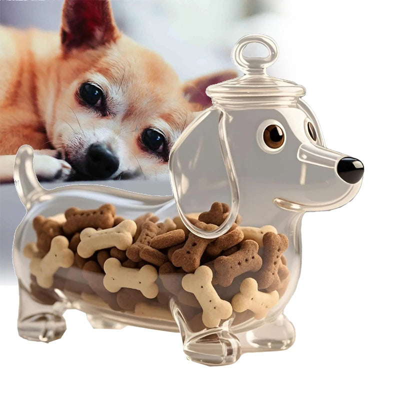 Dachshund Glass Treat Jar with Lid