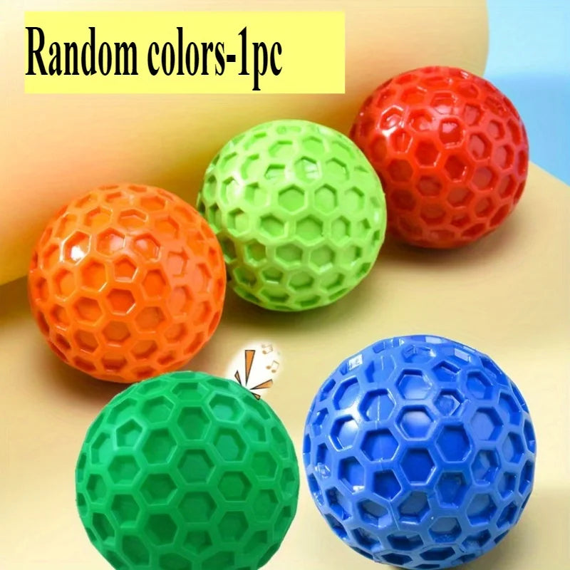 Hexagonal Natural Rubber Squeaky Ball Dog Toy