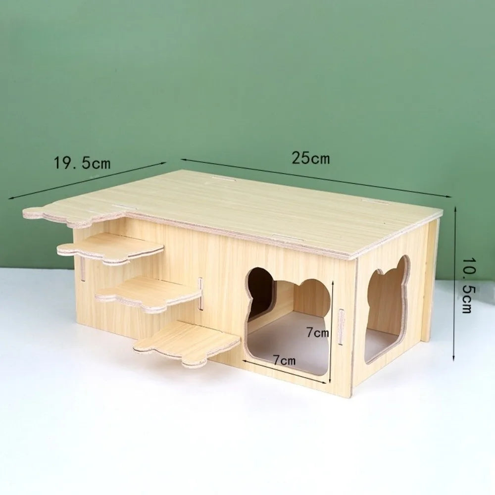 New Wooden Hamster Villa Easy to Install Durable Seesaw Swing Chewable Cage Accessories Hamster Climb Toy Pet Supplies