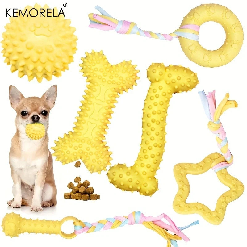 6-Piece Dog Chew Toy Gift Set with Bone, Ball & Donut