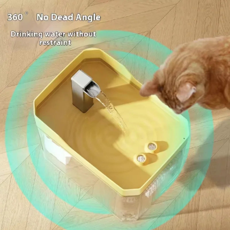 T USB Cat Water Fountain with Auto Filter Transparent Anti-Dry Burning Recirculating Dispenser Includes Pump for Cats