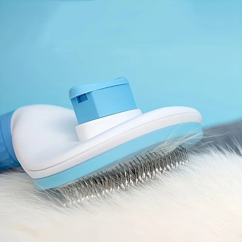 Easy-Clean Pet Grooming Brush with One-Button Hair Release
