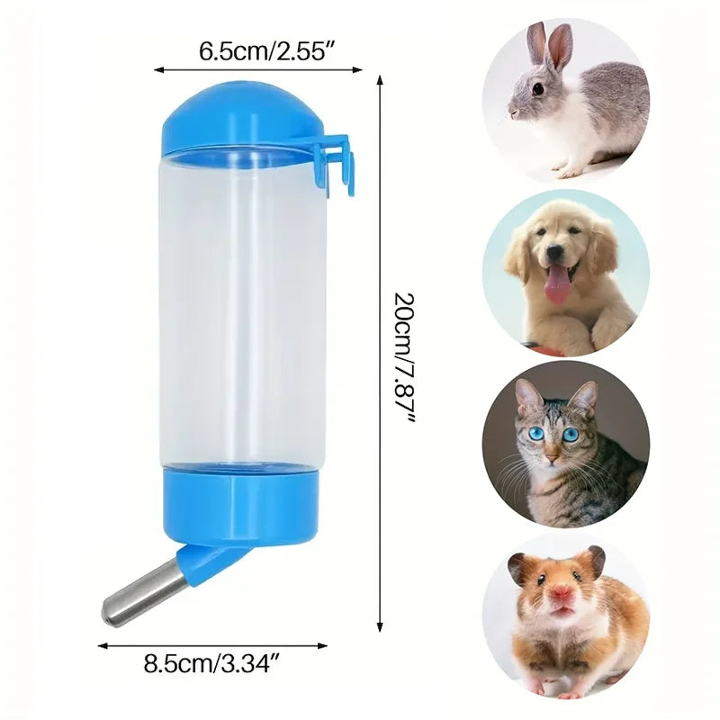 1pc 400ml Automatic Pet Water Bottle, Solid Color, PE Material, Ideal for Rabbits, Mink, Cat, Squirrel, with Drinking Pen