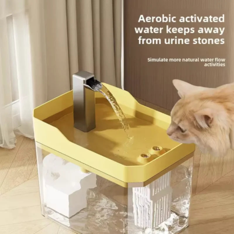 T USB Cat Water Fountain with Auto Filter Transparent Anti-Dry Burning Recirculating Dispenser Includes Pump for Cats
