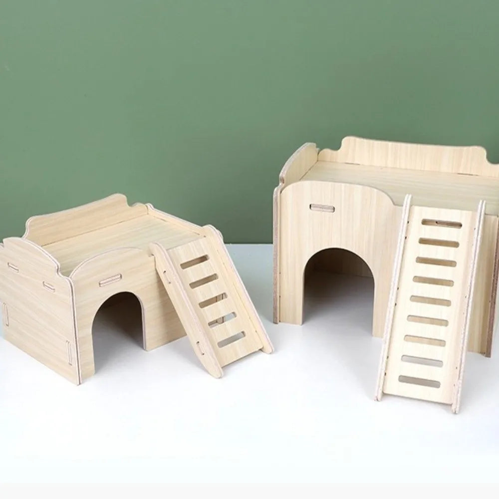 New Wooden Hamster Villa Easy to Install Durable Seesaw Swing Chewable Cage Accessories Hamster Climb Toy Pet Supplies