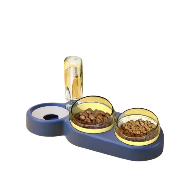 3-Bowl Pet Feeding Station with Water Dispenser