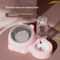 Pet Bowl 2-in-1 Auto Water Feeder, Tilted Elevated Cat Dog Bowl For Food & Water