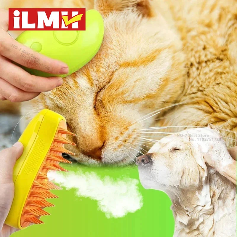 Cat Steamy Brush Dog Massage Comb Built-in Electric Water Spray Soft Silicone Pet Hair Removal Grooming Brush Cat Accessories