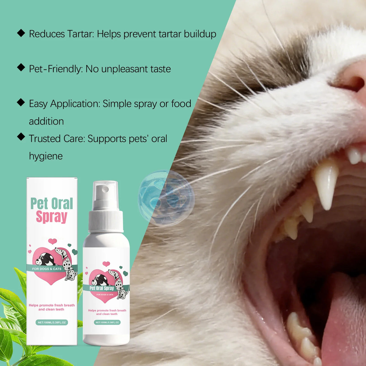 Pet Oral Spray - Fresh, Clean, Protective, Gentle, Effective and Plaque-Reducing for Cats and Dogs' Dental Hygiene