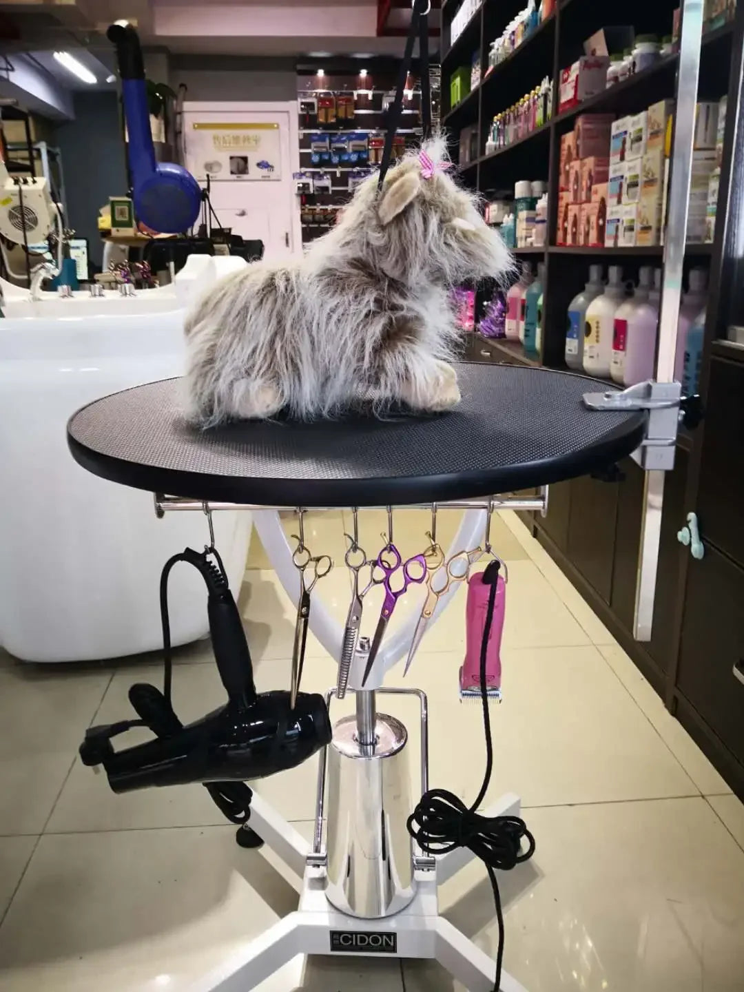 Pet Teddy Dogs and Cats Beauty Modeling Pneumatic Lifting Rotating round Table Beauty Table Cosmetic Table