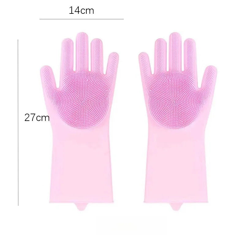 Silicone Gloves Rubber Dishwashing Gloves Household Silicone Gloves Dishwashing Kitchen Dishwashing Vegetables