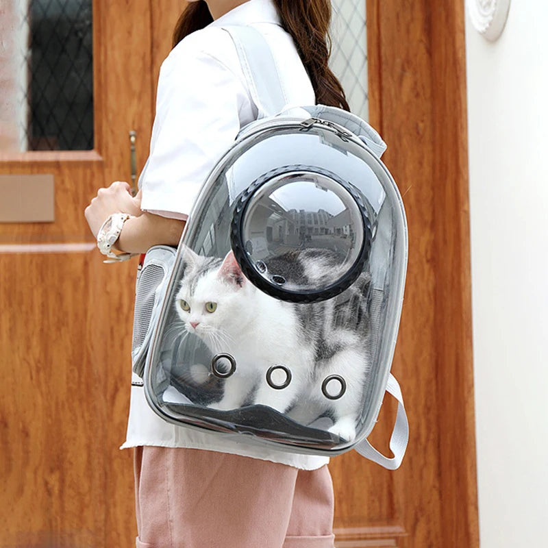Pet Cat Carrying Bag Breathable Portable Pet Outdoor Travel Backpack Transparent Bag Carrier Pet Transport Space Capsule Bag