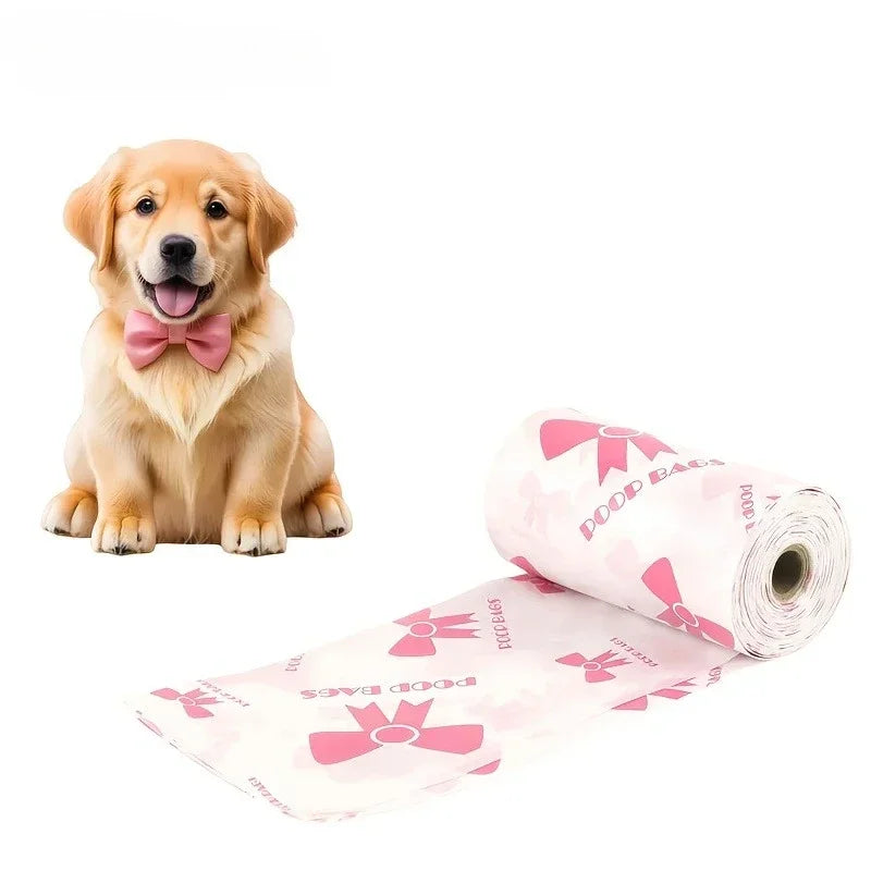 10pcs Extra Thick Dog Poop Bags, Leakproof Trash Bags with Unique Patterns, Pink & White, Durable Pet Waste Disposal Bags