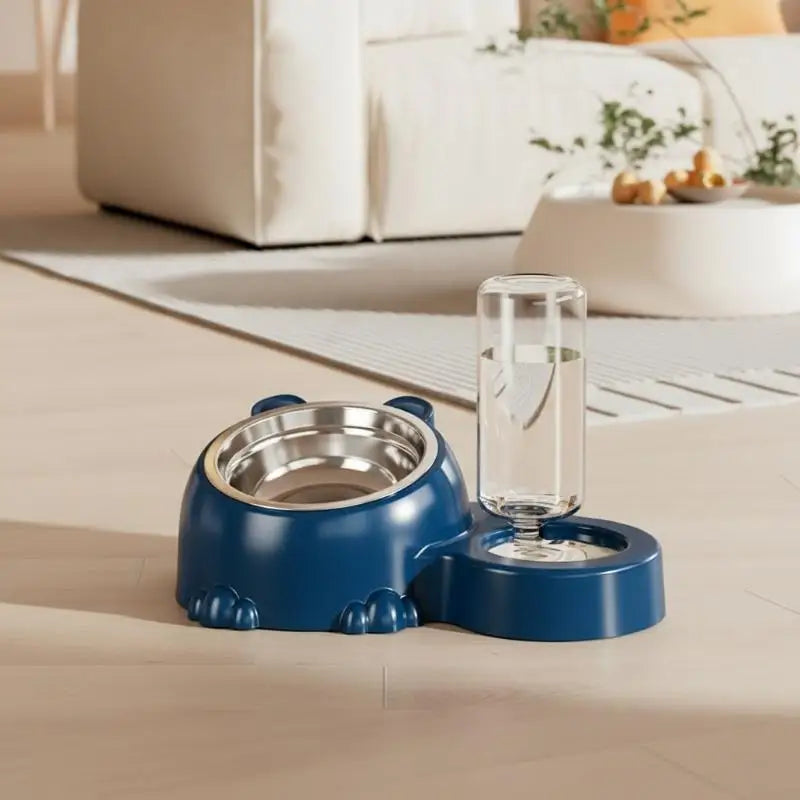 Pet Bowl 2-in-1 Auto Water Feeder, Tilted Elevated Cat Dog Bowl For Food & Water