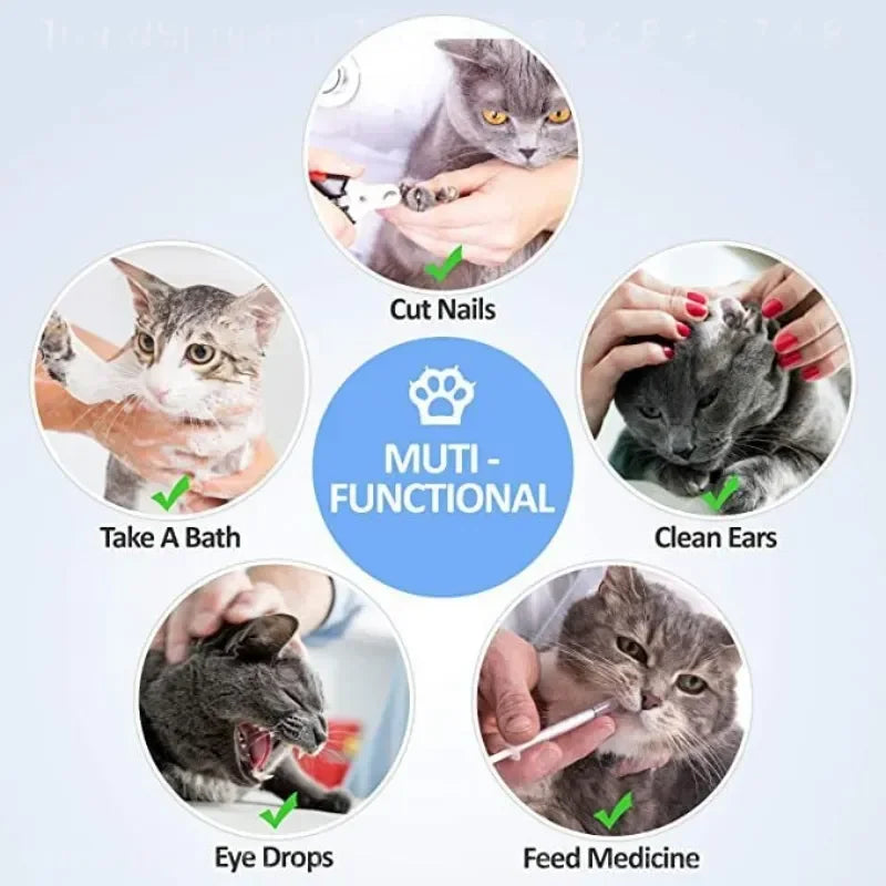 Adjustable Mesh Cat Grooming Bag for Nail Trims & Baths
