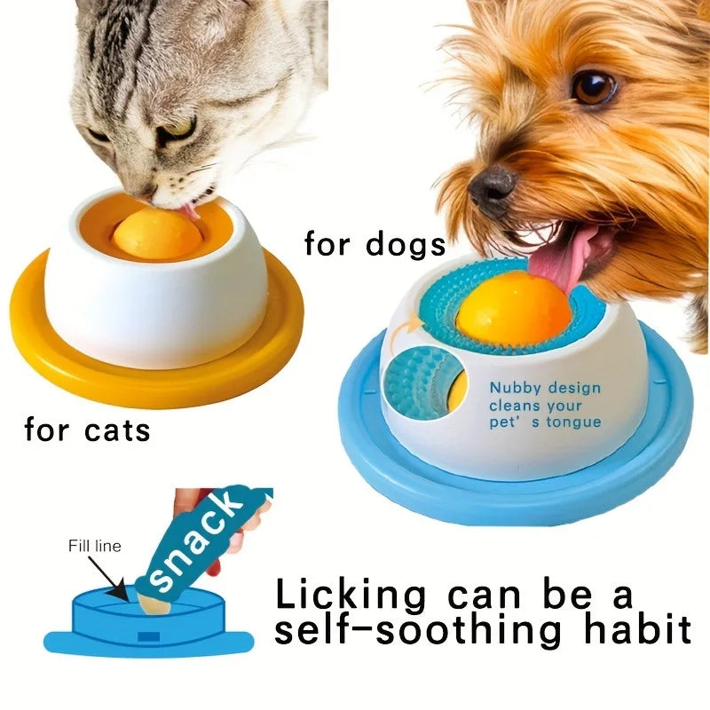 Pet Slow Feeder Licking Plate Anti Tip Design Bite Resistant Self Play Toy Stress Relief Accessories for Cats and Dogs