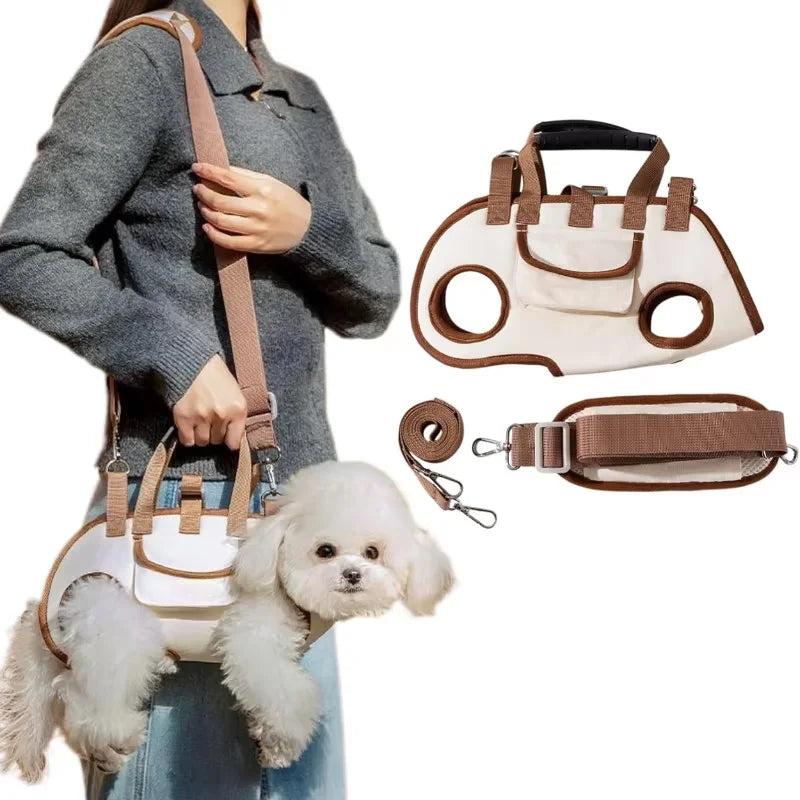Small Dog Lift Harness Backpack Sling Carrier with Handle Leash Pet Carrying Box for Outdoor Walking Cats Supplies