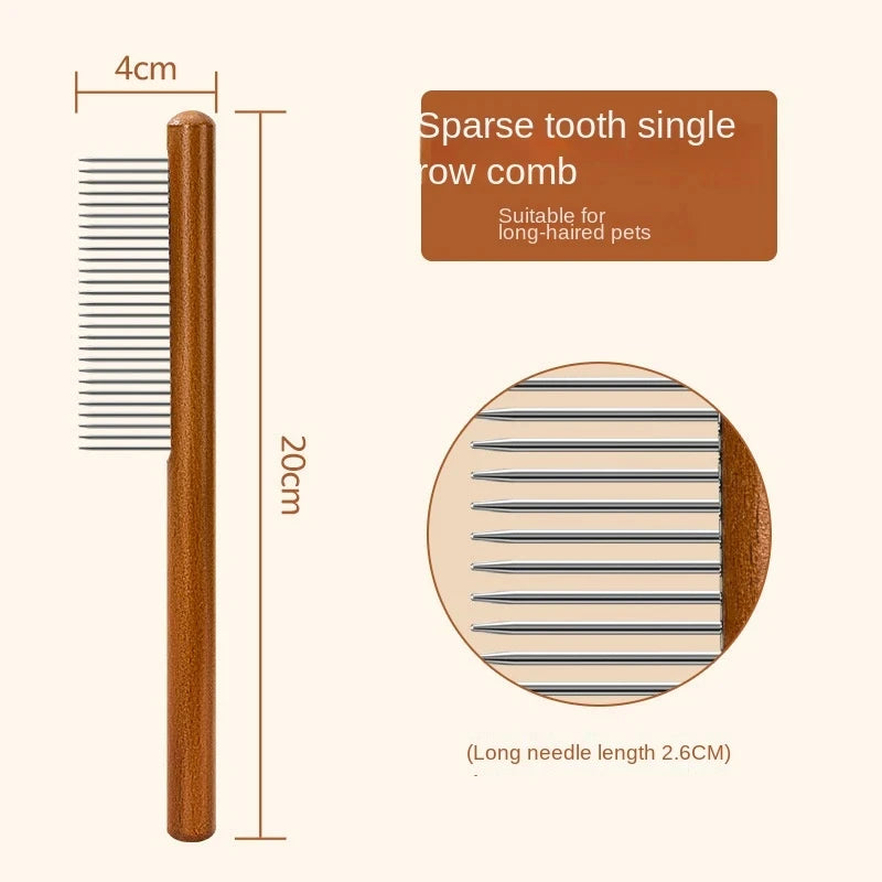 Wooden Handle Cat Grooming Comb – Styles A, B, C or Set