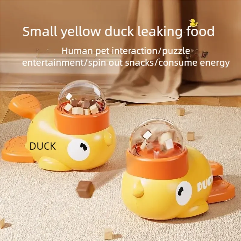 Yellow Rubber Duck-Shaped Interactive Feeder for Dogs and Cats: A Treat Dispensing Puzzle Toy Designed for Pet Training