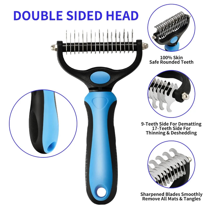 Self-Cleaning Stainless Steel Deshedding Comb for Cats & Dogs