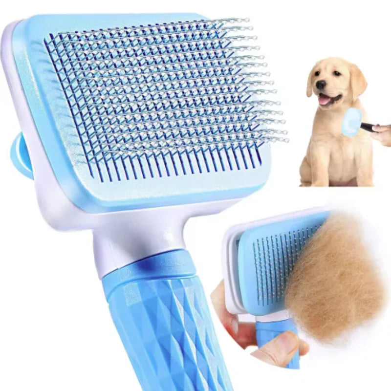 Self-Cleaning Needle Comb with Massage Bristles for Dogs & Cats