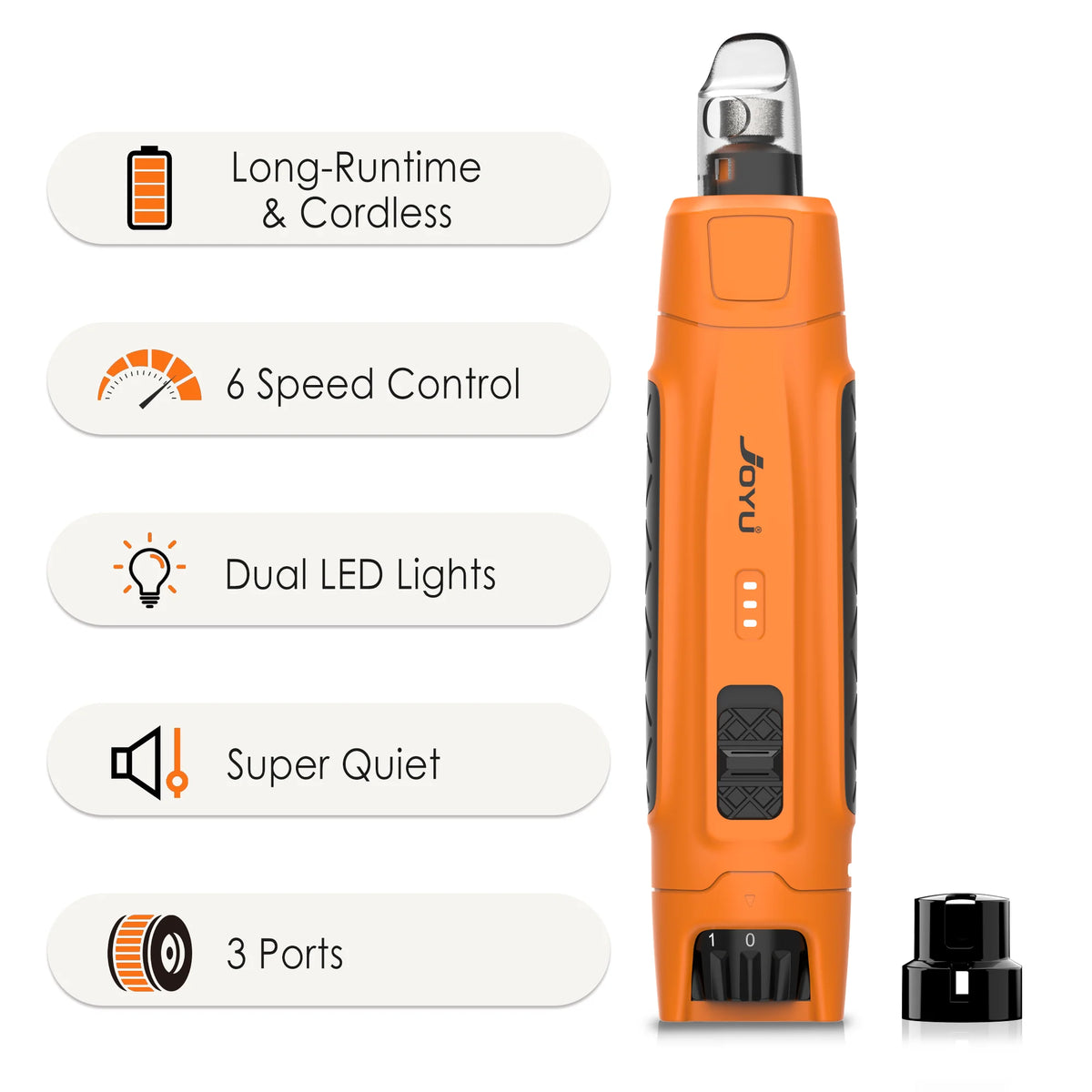 6-Speed Quiet Pet Nail Grinder with Dual LED Lights