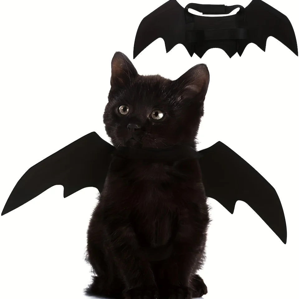 Pet Bat Wings Adjustable Costume, Soft Polyester Material, Cute Cosplay Outfit for Cats Small Dogs Halloween Party