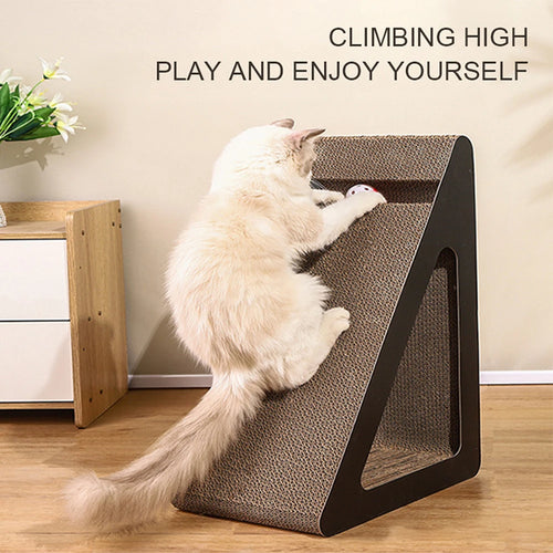 2-in-1 Triangle Cardboard Cat Scratcher with Ball Track