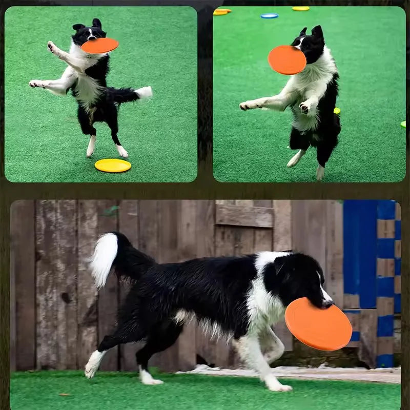 Chewable Pet Training Durable Frisbee Toy Tear Resistant Soft Rubber Flying Disc For Dogs Exercise Play Fetch Training Supplies
