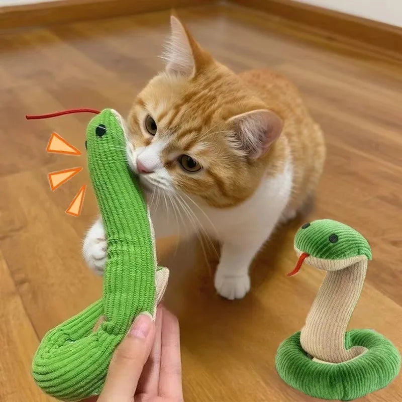 Cat Dog Toy Cute Snake Interactive Kitten Chew Toys Pet Cat Plush Toy Bite-resistant Teeth Cleaning Cat Sound Toy Pet Supplies