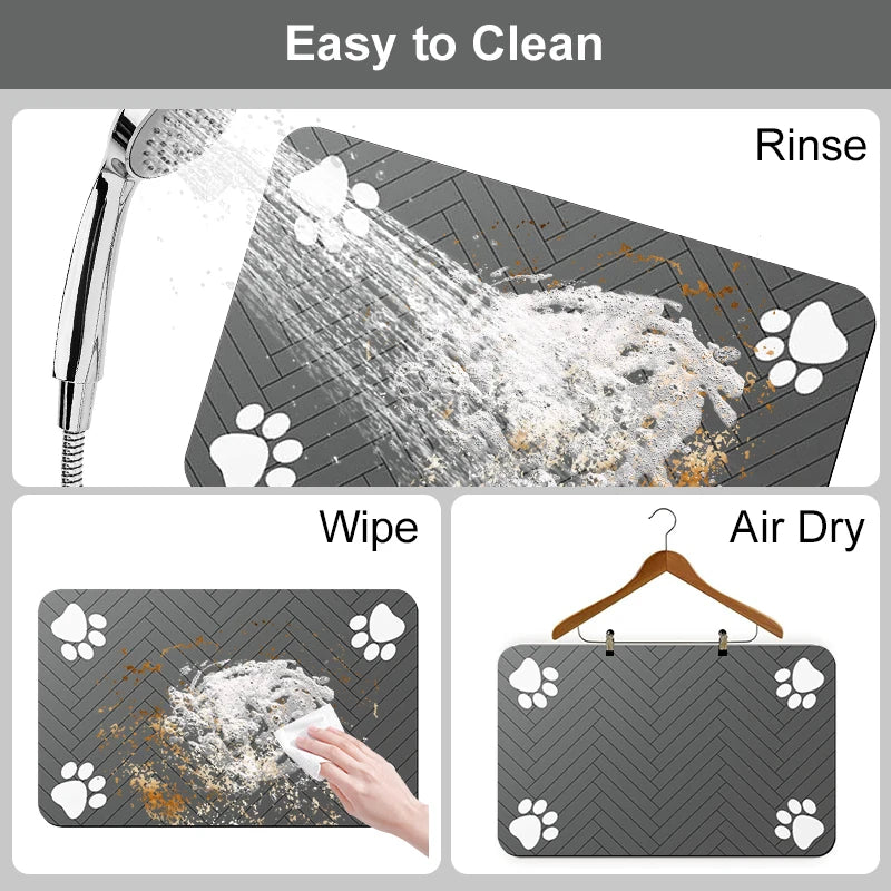 Pet Feeding Mat-Absorbent Pet Placemat for Food and Water Bowl with Waterproof Rubber Backing Quick Dry Water Mat for Dog Cat