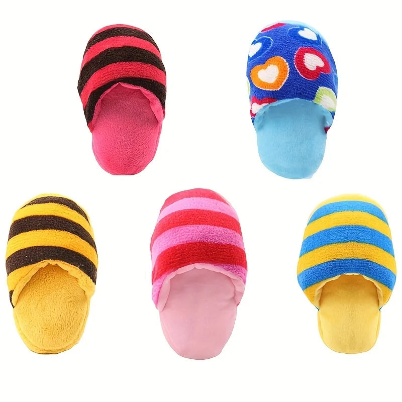 Durable Plush Squeaky Slipper Chew Toy Colorful Cartoon Dog Toys Animal Bite-Resistant Soft Interactive Pet Play Pet Supplies